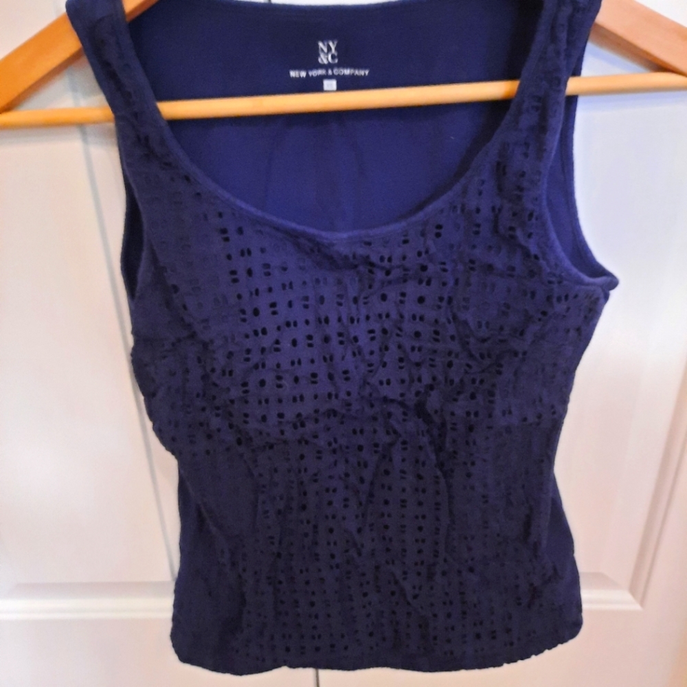 NY&Company Navy Eyelet Tank Top